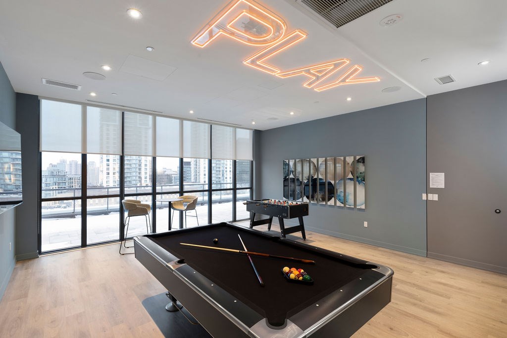 A pool table with the word