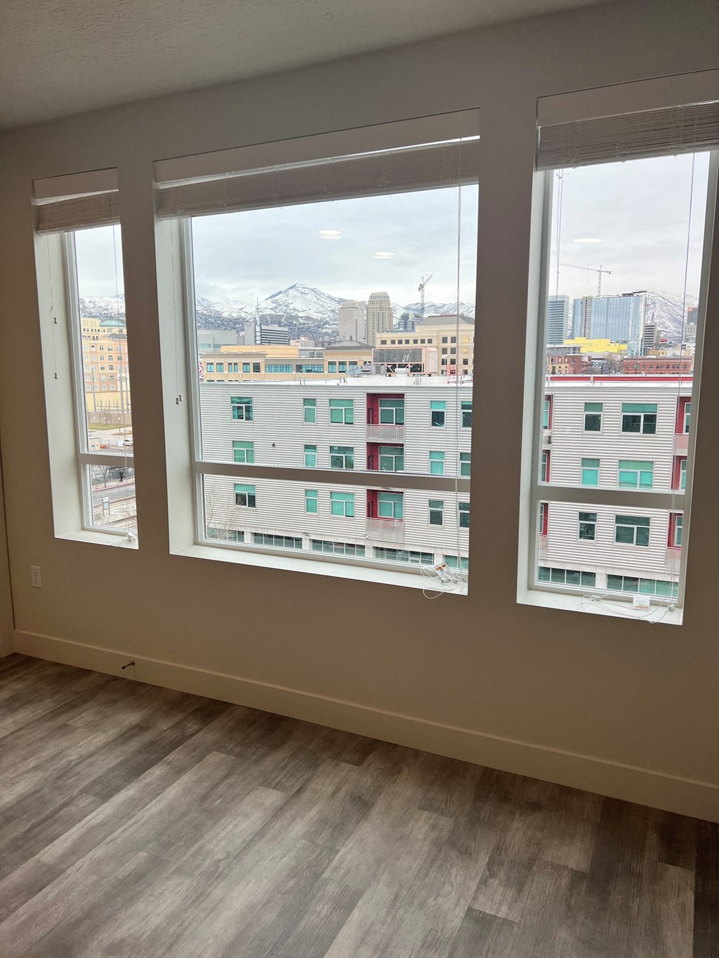 View from building hallway window