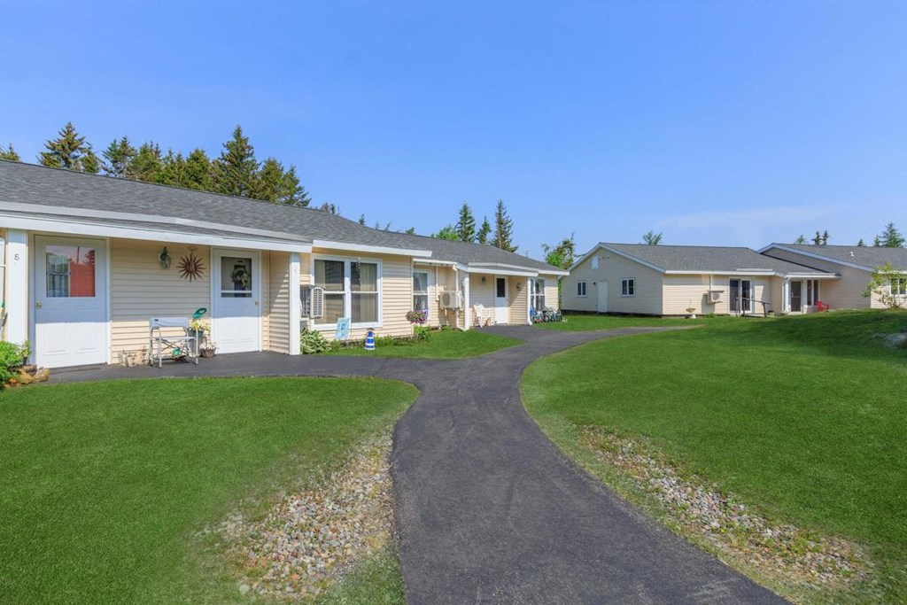 a group of houses on the side of a road