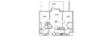 Two bed/Two bath - 993 sqft.