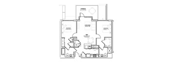 A floor plan of a house with two bedrooms, a living room, a terrace, and a 2BR apartment.