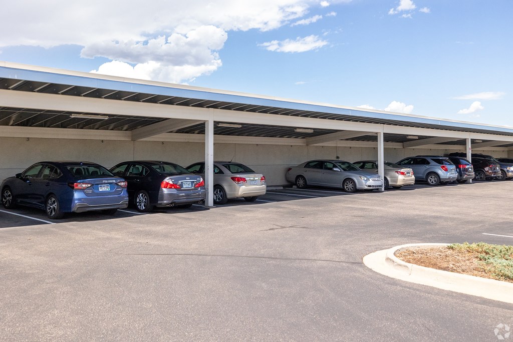 Parking lot with covered parking