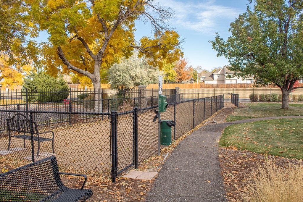 dog park with fence and benches