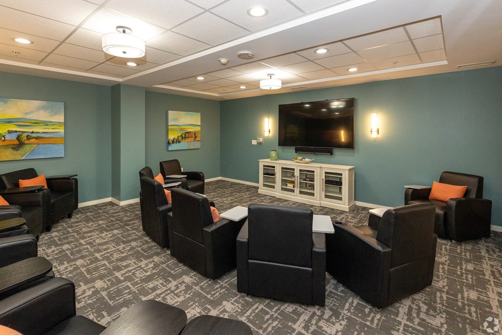 Theater Room with Chairs and Large TV
