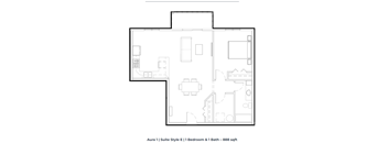 a floor plan of a room with a bedroom and a bathroom