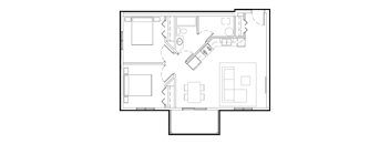 a floor plan of a small house with a courtyard