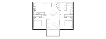 a floor plan of a small apartment with a bedroom and a living room