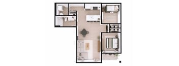 A black and white floor plan of a house with a kitchen, living room, and bathroom.