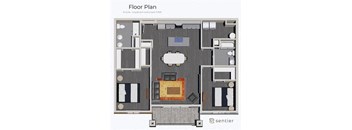 a floor plan of a bedroom and a living room