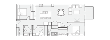 a floor plan of a house with a bedroom and a living room