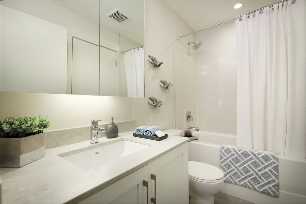 a bathroom with a sink and a toilet and a shower