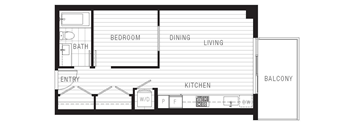 Plan 1A - 1 Bed + 1 Bath, 508 sq. ft.