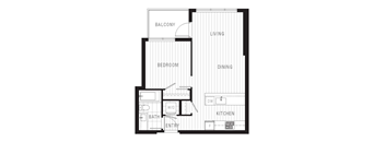 Plan 1Ea - 1 Bed + 1 Bath, 576 sq. ft.