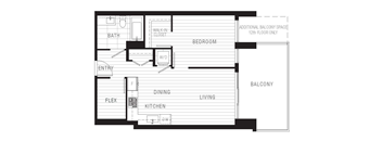 Plan 1F - 1 Bed + Flex + 1 Bath, 614 sq. ft.