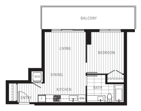 Plan 1B - 1 Bed + 1 Bath, 546 sq. ft.