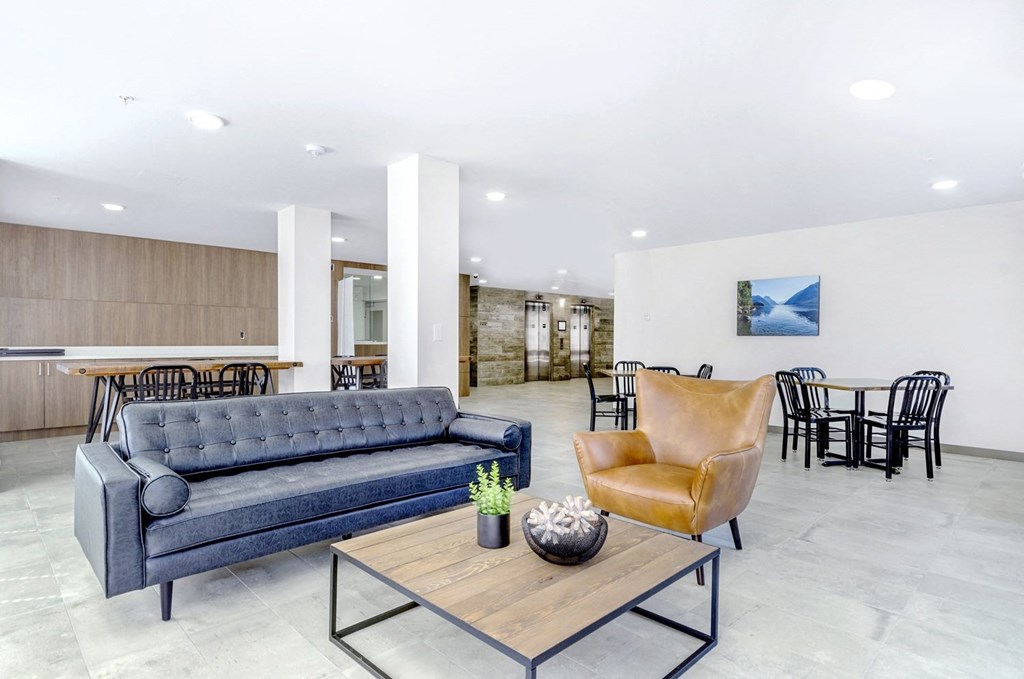 a living room with a couch and a coffee table