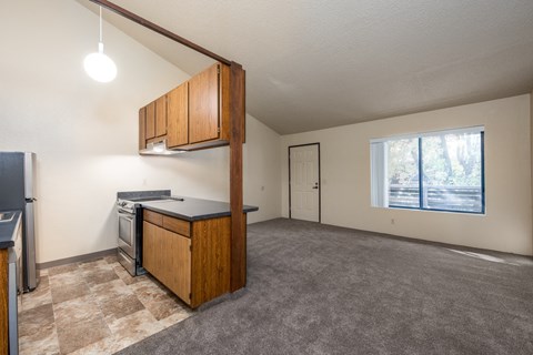 Kitchen And Living at Coddingtown Mall Apartments, California
