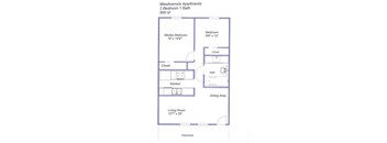 1 Bed 1 Bath Floor Plan at Meadowrock Apartments, California