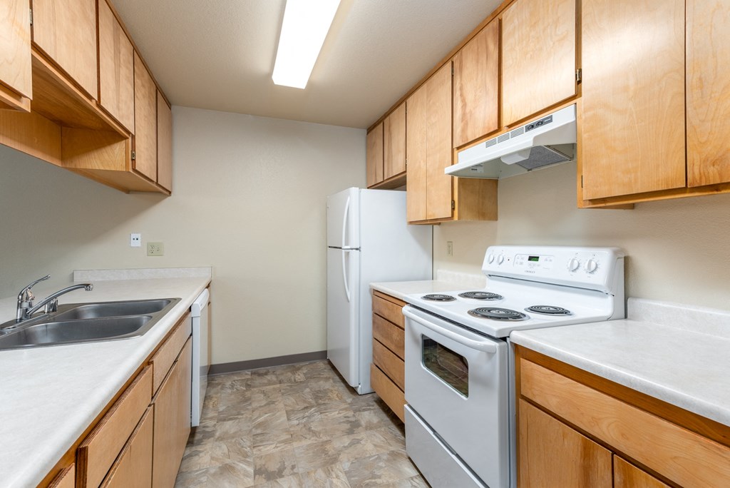 Fully Equipped Kitchen at Meadowrock Apartments, California