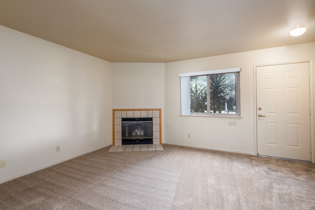 Living Area With Fireplace at Meadowview Apartments, Santa Rosa, CA