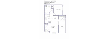 1 BRM APT 616 sqft Floor Plan at Meadowview Apartments, California, 95407