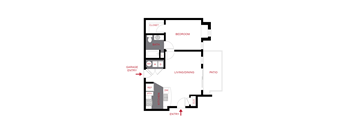 A diagram of a house layout with labeled rooms.
