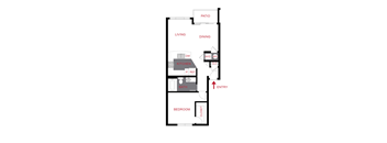 A diagram of a house layout with labeled rooms.