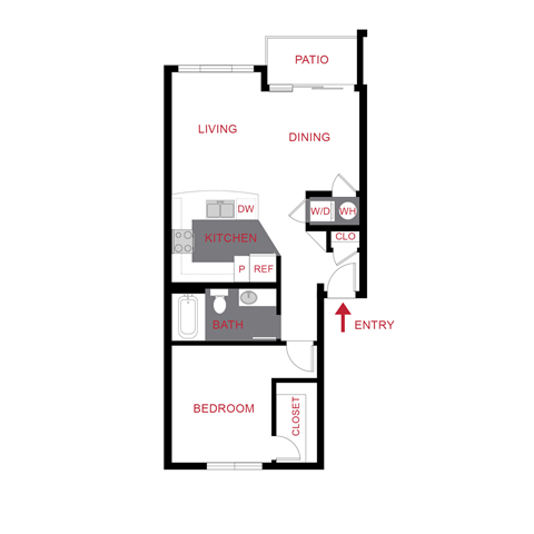 A diagram of a house layout with labeled rooms.