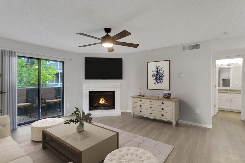 living room with fireplace