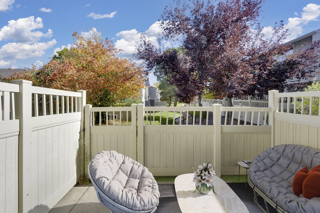 Private patio with enclosed fence