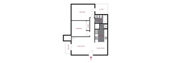 A diagram of a house layout with labeled rooms.