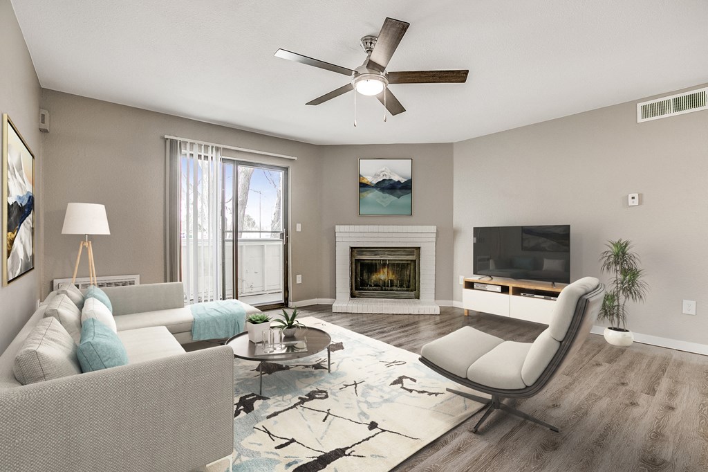 living room with fireplace