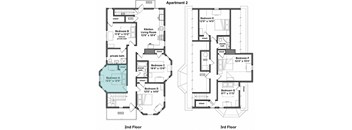 three floor plan of a house with different floors and different bedrooms