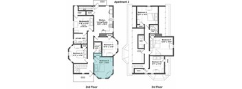 three floor plan of a house with different floors and different bedrooms