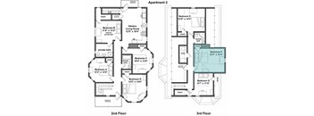 three floor plan of a house with different floors and different bedrooms
