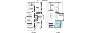 three floor plan of a house with different floors and different bedrooms
