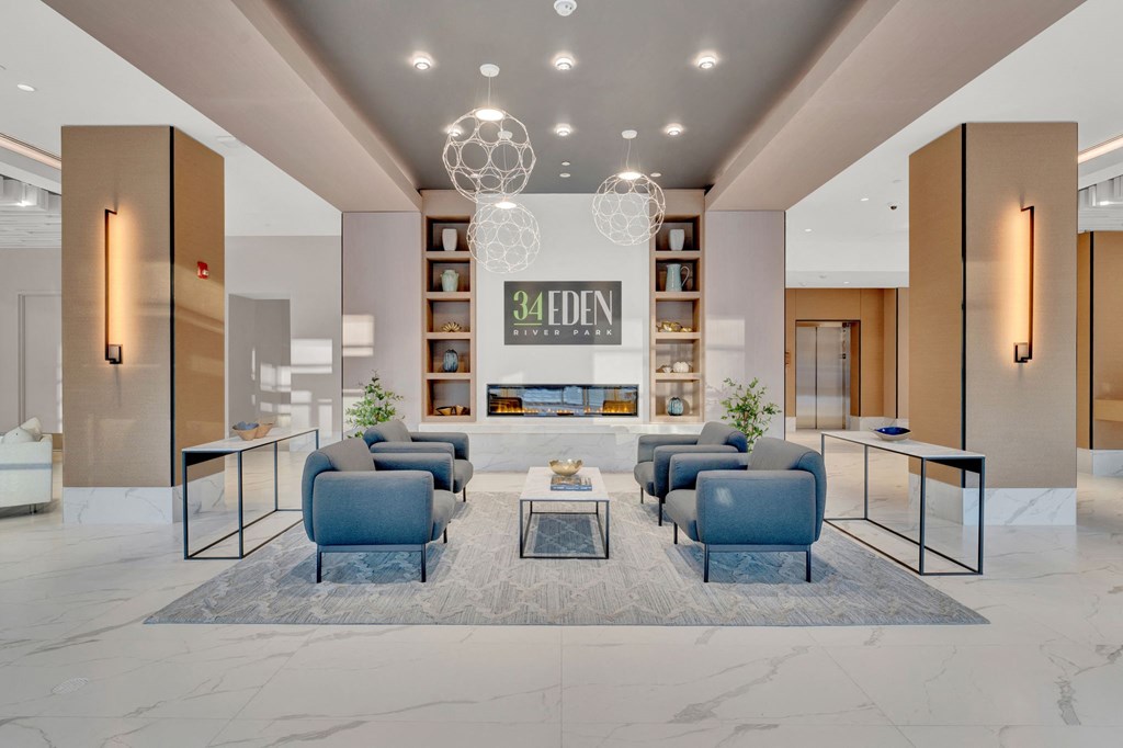 a rendering of a living room with couches and a table