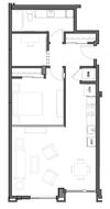 834 square feet floor plan image