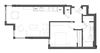 1 bed 1 bath 724 square feet E2 floor plan image