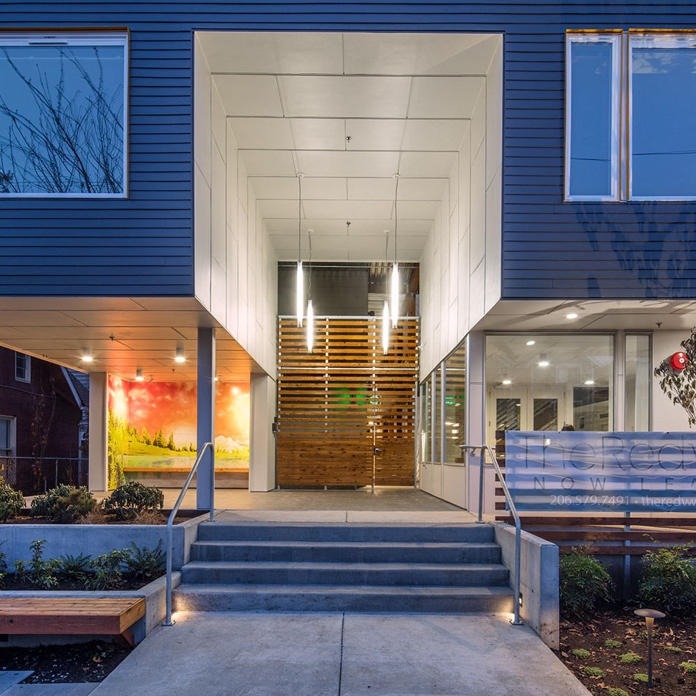 Redwood building view closer