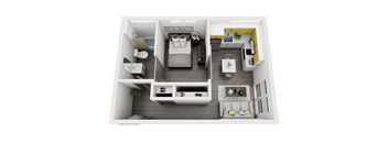 1 Bed 1 Bath B cropped Floor Plan Image