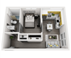 1 Bed 1 Bath B cropped Floor Plan Image