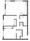 2 bed 2 bath 960 square feet D2 floor plan image