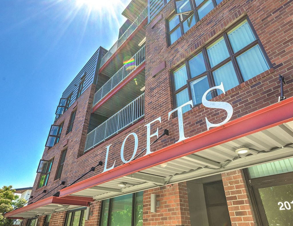 a building with a sign on the side of it