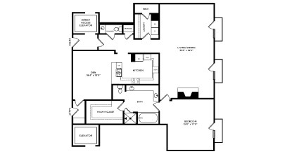 A black and white image of a floor plan for a house.