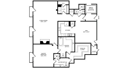 A black and white image of a floor plan for a house.