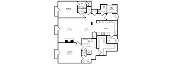 A black and white image of a floor plan for a house.