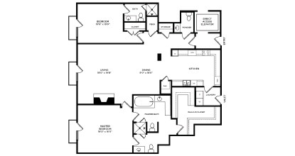 A black and white image of a floor plan for a house.