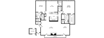 A black and white image of a floor plan for a house.