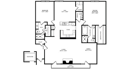 A black and white image of a floor plan for a house.